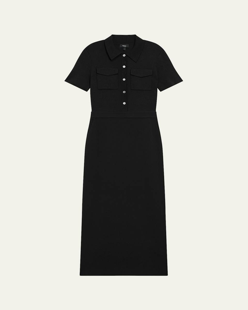 Admiral Crepe Short-Sleeve Utility Midi Dress